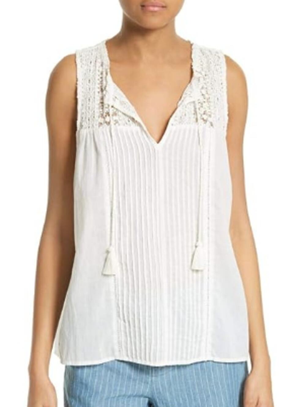 Joie Alasdair Tank Top White Cotton and Lace Size Small Western Boho